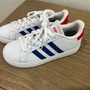 Adidas Kids White and Navy Sneakers